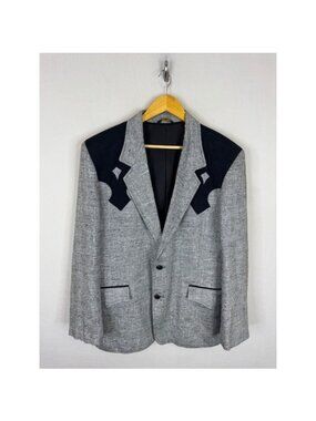 Vintage Pioneer Wear Albuquerque Mens 46 Western Blazer Grey Black Yoke USA